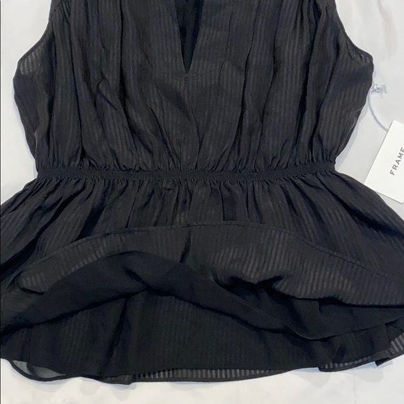 ✨FRAME ✨100% Silk Sleeveless Peplum Top - Noir🥰 - Picture 4 of 10